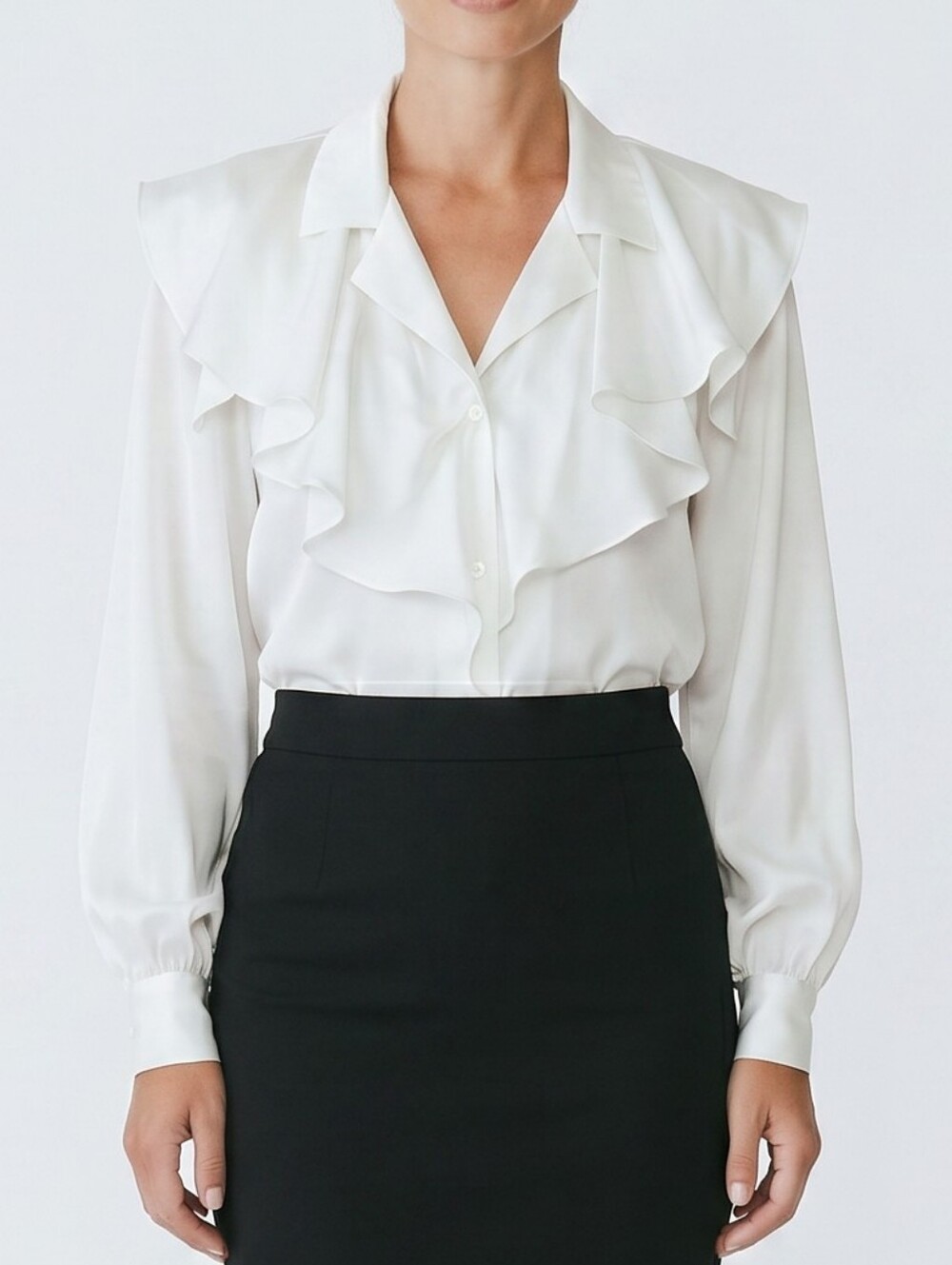 Vintage Christian Dior Chemises Ruffled Elegant Shoulder Cape Pirate Blouse